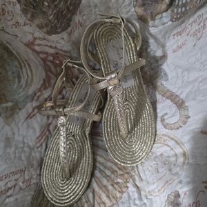 JACK ROGERS Gold SANDALS Size 6.5 Super Cute!